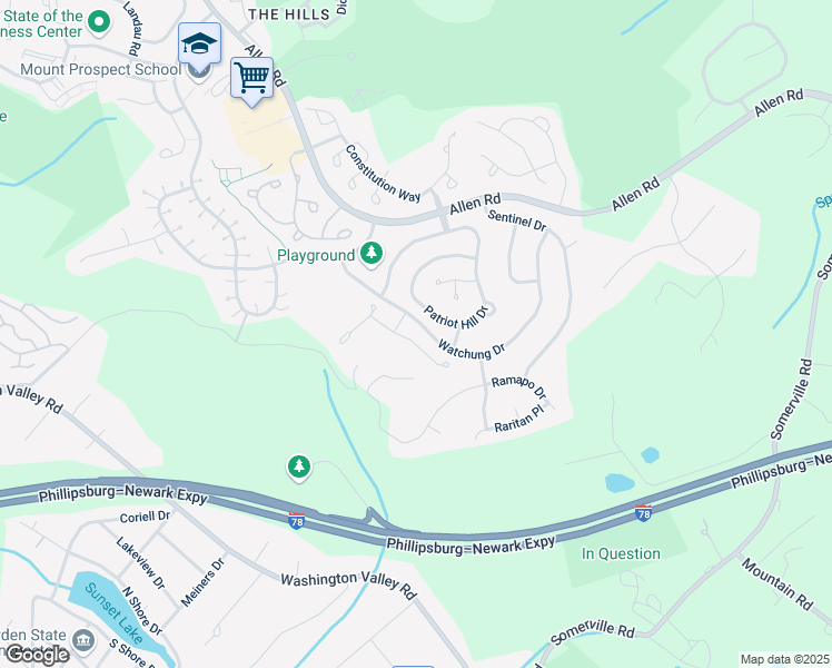 map of restaurants, bars, coffee shops, grocery stores, and more near 20 Georgetown Court in Bernards
