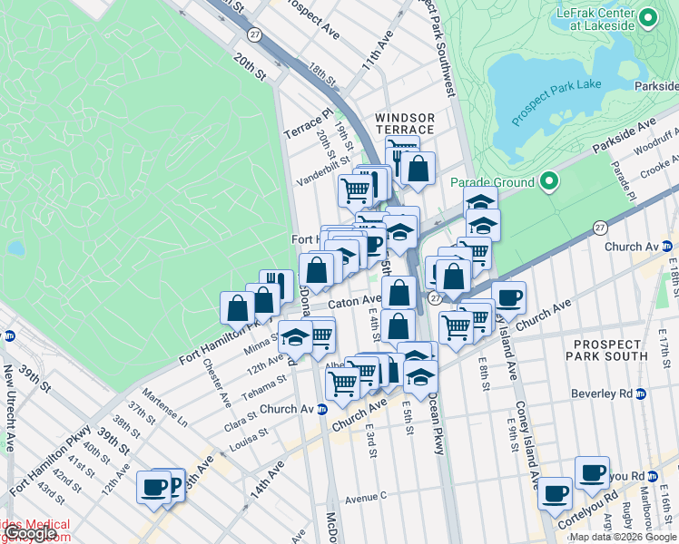 map of restaurants, bars, coffee shops, grocery stores, and more near 3003 Fort Hamilton Parkway in Brooklyn