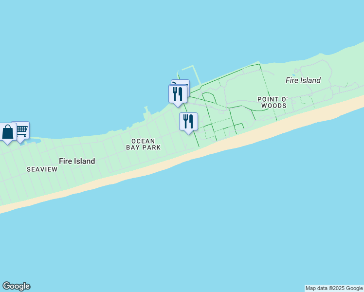 map of restaurants, bars, coffee shops, grocery stores, and more near 34 Oneida Street in Ocean Beach