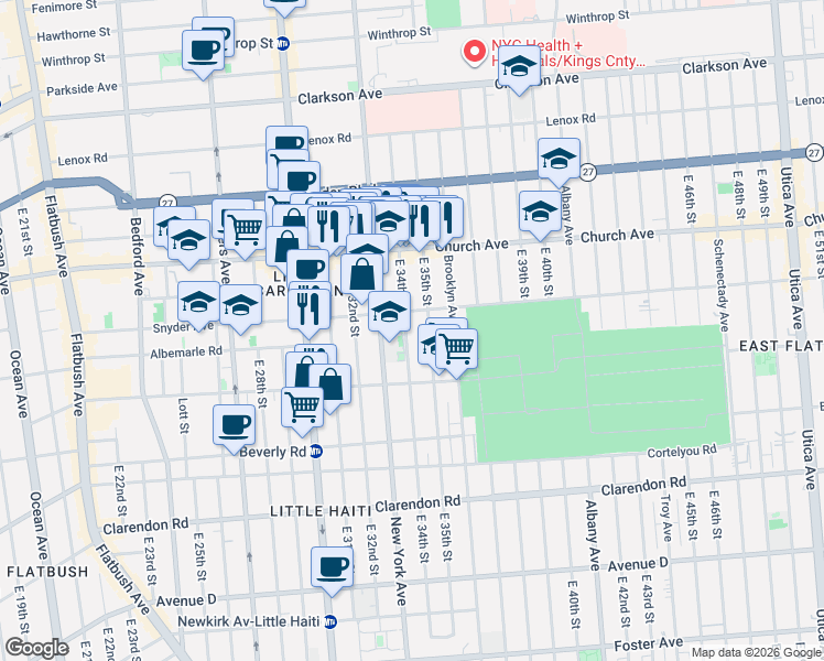 map of restaurants, bars, coffee shops, grocery stores, and more near in Brooklyn
