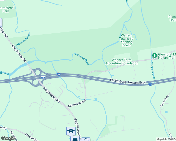 map of restaurants, bars, coffee shops, grocery stores, and more near 229 Mountain Avenue in Warren