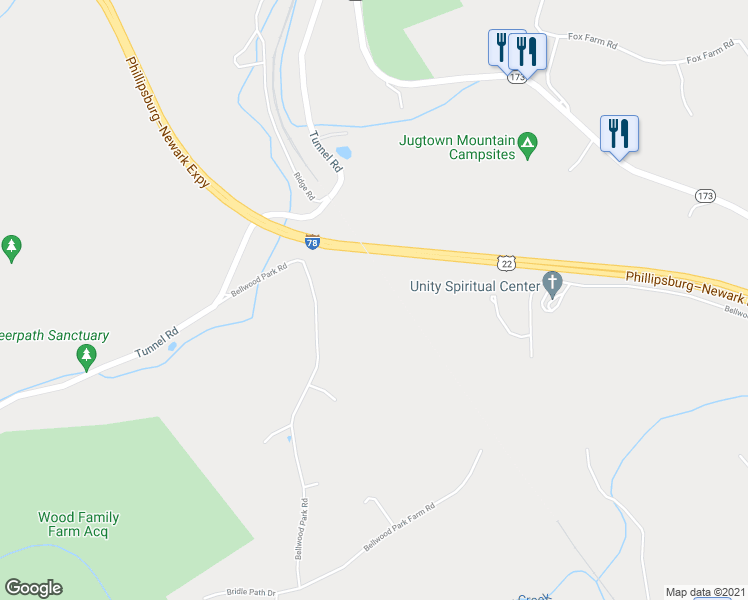 map of restaurants, bars, coffee shops, grocery stores, and more near 524 Bellwood Park Road in Asbury