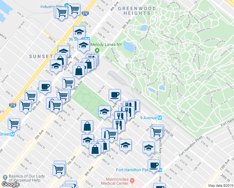 map of restaurants, bars, coffee shops, grocery stores, and more near in Brooklyn