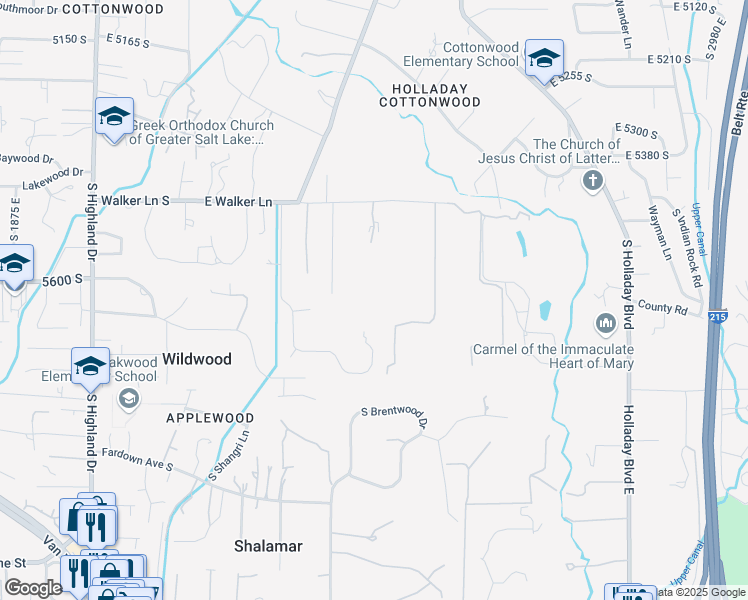 map of restaurants, bars, coffee shops, grocery stores, and more near 2320 Walker Ln in Salt Lake City