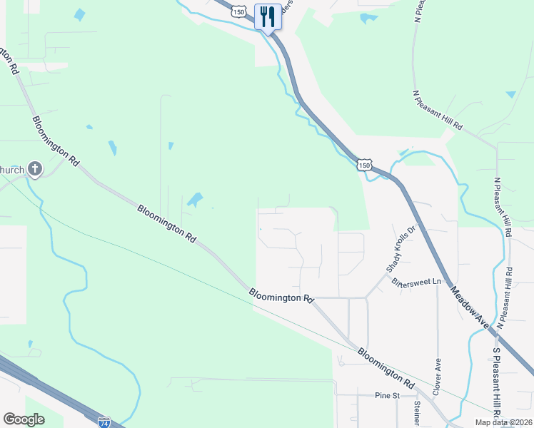 map of restaurants, bars, coffee shops, grocery stores, and more near 82 Harrington Lane in East Peoria