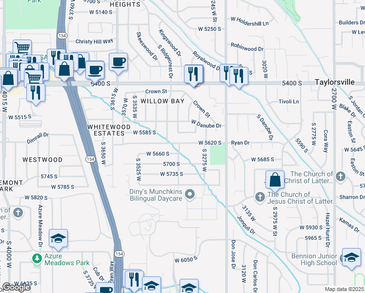 map of restaurants, bars, coffee shops, grocery stores, and more near 3315 West 5620 South in Taylorsville