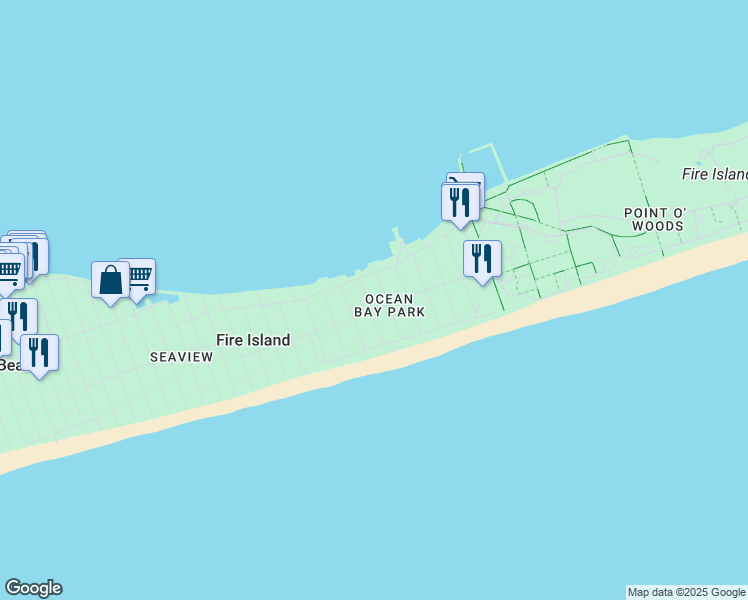 map of restaurants, bars, coffee shops, grocery stores, and more near in Point o' Woods