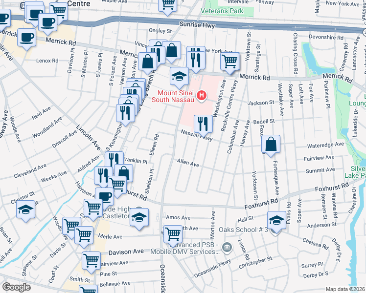 map of restaurants, bars, coffee shops, grocery stores, and more near 2551 Mount Avenue in Oceanside