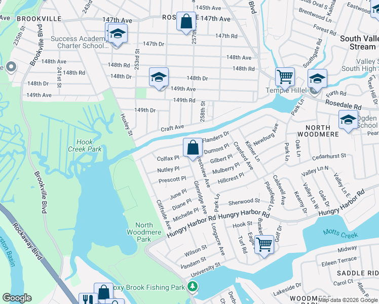 map of restaurants, bars, coffee shops, grocery stores, and more near 684 Colfax Place in Valley Stream