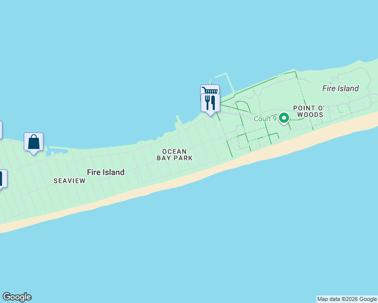 map of restaurants, bars, coffee shops, grocery stores, and more near 27 Champlain Walk in Ocean Beach