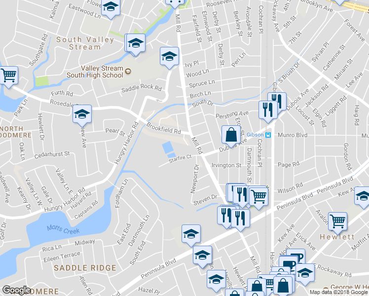 map of restaurants, bars, coffee shops, grocery stores, and more near 22 Holiday Court in Valley Stream