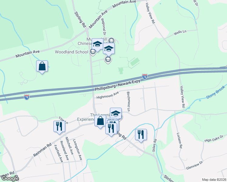 map of restaurants, bars, coffee shops, grocery stores, and more near 2 Kalman Court in Warren