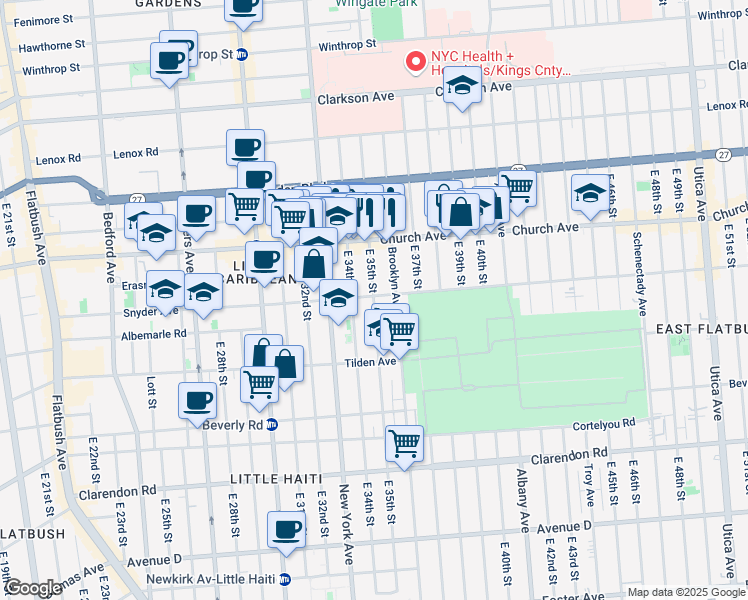 map of restaurants, bars, coffee shops, grocery stores, and more near 3500 Snyder Avenue in Brooklyn