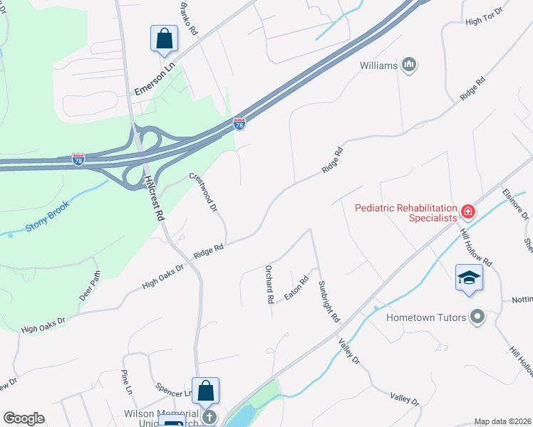 map of restaurants, bars, coffee shops, grocery stores, and more near 95 Ridge Road in Watchung