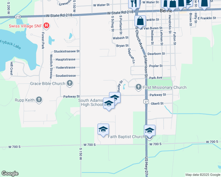 map of restaurants, bars, coffee shops, grocery stores, and more near 875 Parkway Street in Berne