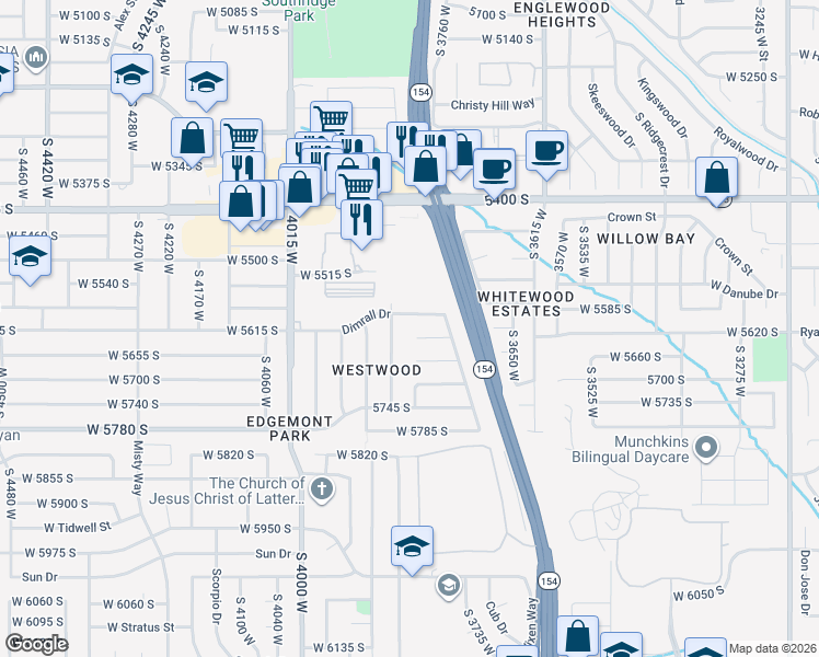 map of restaurants, bars, coffee shops, grocery stores, and more near 3814 Shire Circle in Salt Lake City