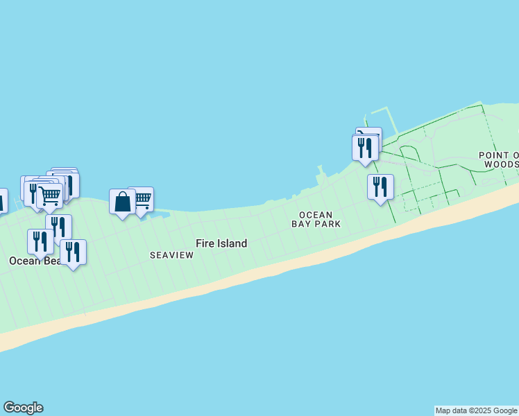 map of restaurants, bars, coffee shops, grocery stores, and more near 9 Michigan Avenue in Ocean Beach