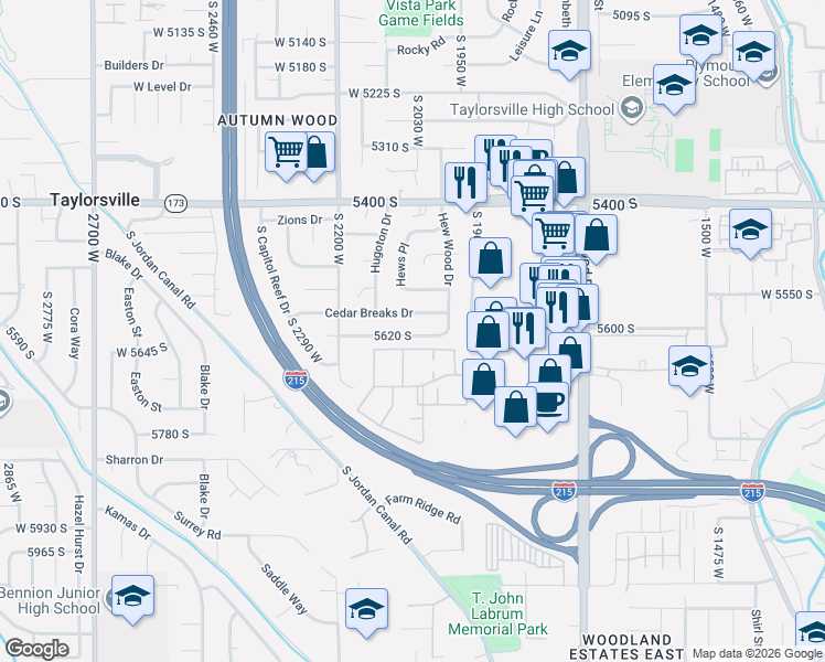map of restaurants, bars, coffee shops, grocery stores, and more near 2014 Cedar Breaks Drive in Salt Lake City