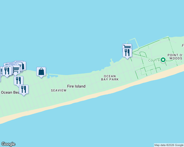 map of restaurants, bars, coffee shops, grocery stores, and more near 12 Huron Street in Ocean Beach