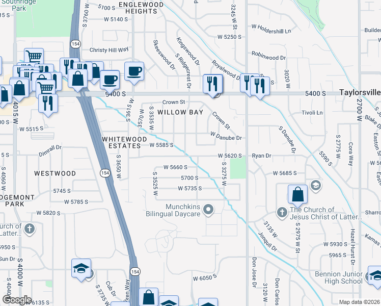 map of restaurants, bars, coffee shops, grocery stores, and more near 3400 West 5620 South in Salt Lake City