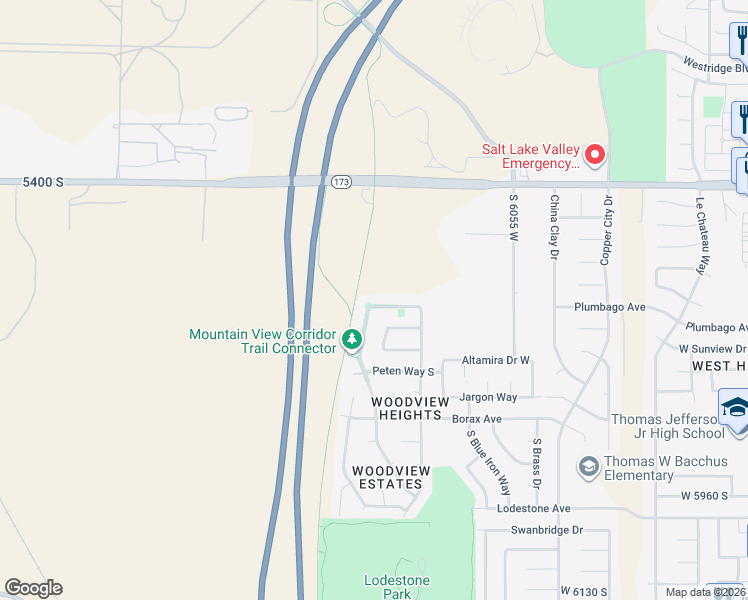 map of restaurants, bars, coffee shops, grocery stores, and more near 6304 Palenque Drive South in West Valley City