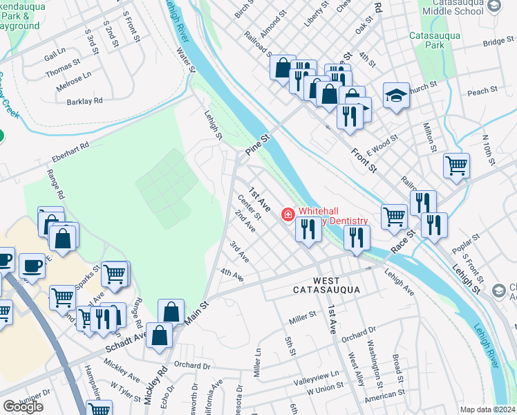 map of restaurants, bars, coffee shops, grocery stores, and more near 2230 North 1st Avenue in Whitehall