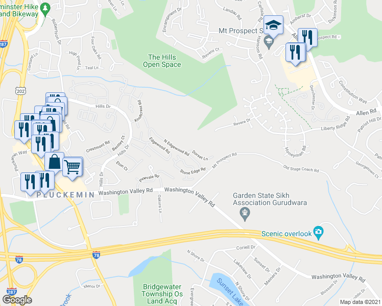 map of restaurants, bars, coffee shops, grocery stores, and more near 1 Dorset Lane in Bedminster