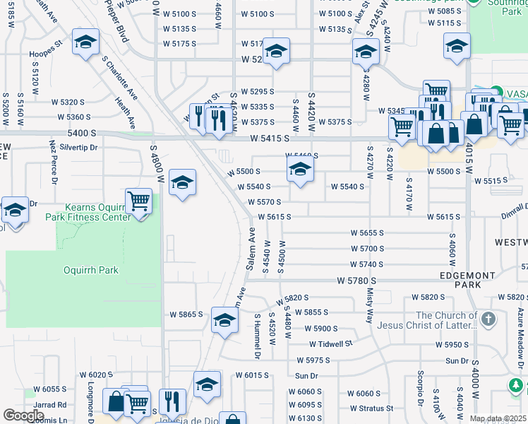 map of restaurants, bars, coffee shops, grocery stores, and more near 4546 West 5615 South in Kearns