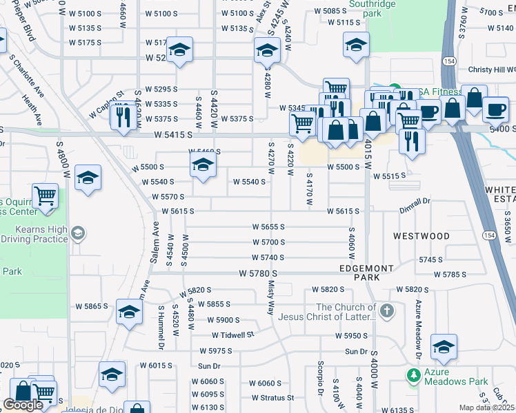 map of restaurants, bars, coffee shops, grocery stores, and more near 4304 West 5615 South in Kearns