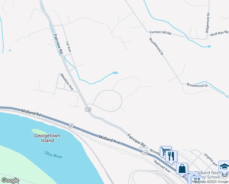 map of restaurants, bars, coffee shops, grocery stores, and more near 2 Midcrest Homes in Midland