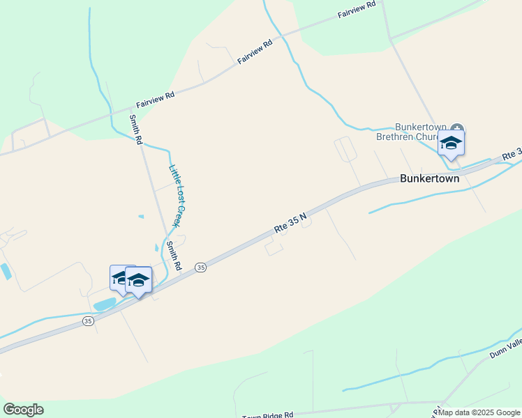 map of restaurants, bars, coffee shops, grocery stores, and more near Route 35 North in McAlisterville
