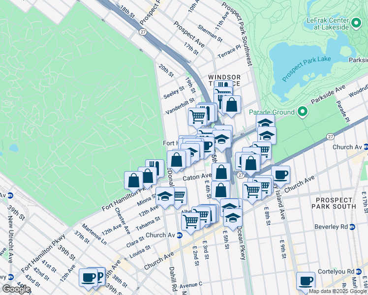 map of restaurants, bars, coffee shops, grocery stores, and more near in Brooklyn