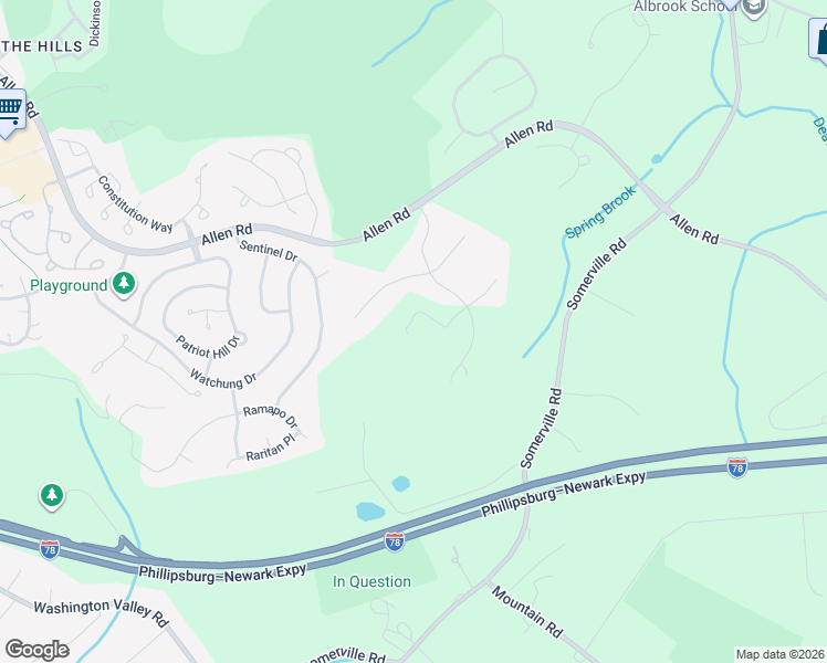 map of restaurants, bars, coffee shops, grocery stores, and more near 1 Shadowbrook Lane in Bernards