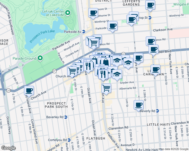 map of restaurants, bars, coffee shops, grocery stores, and more near in Brooklyn