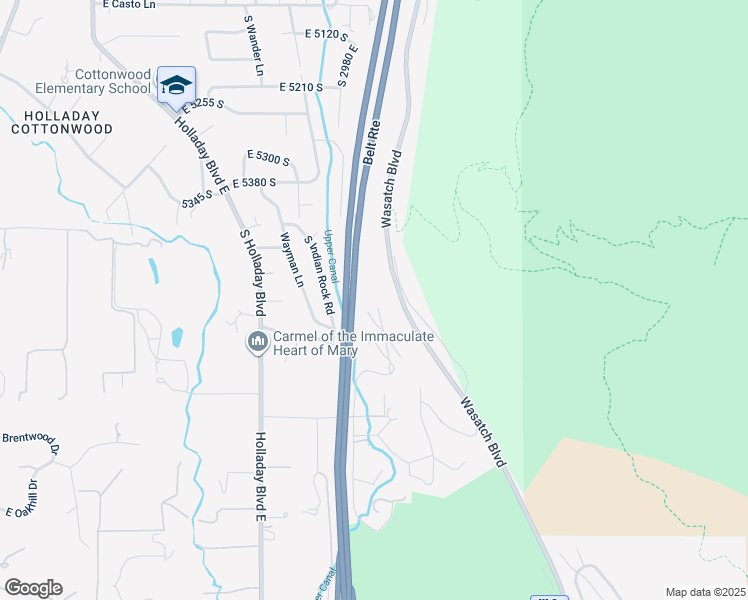 map of restaurants, bars, coffee shops, grocery stores, and more near 3107 East Silver Hawk Drive in Holladay
