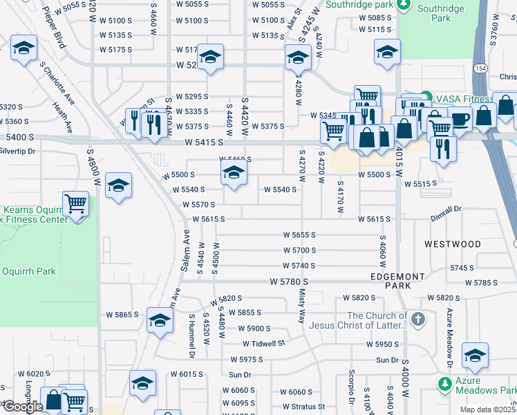 map of restaurants, bars, coffee shops, grocery stores, and more near 4387 West 5570 South in Kearns