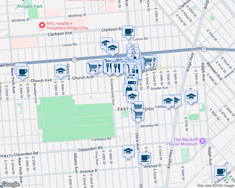 map of restaurants, bars, coffee shops, grocery stores, and more near in Brooklyn