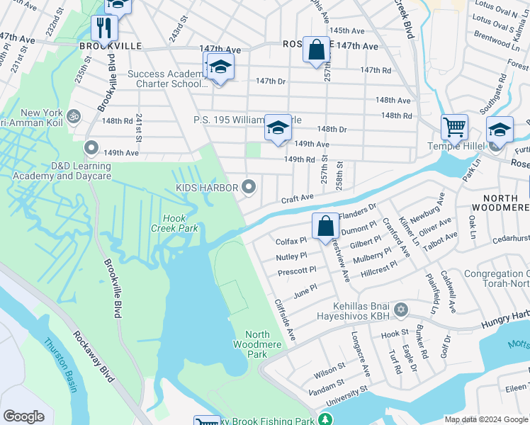 map of restaurants, bars, coffee shops, grocery stores, and more near 254-6 Craft Avenue in Queens