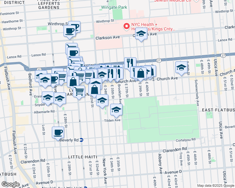 map of restaurants, bars, coffee shops, grocery stores, and more near 978 Brooklyn Avenue in Brooklyn