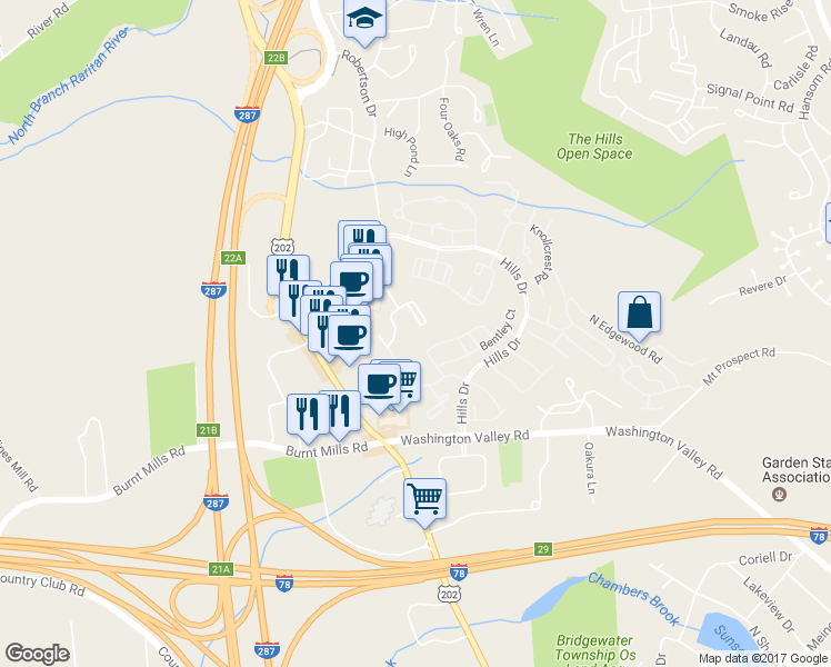 map of restaurants, bars, coffee shops, grocery stores, and more near 56 Sage Court in Bedminster