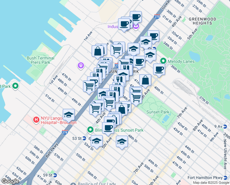 map of restaurants, bars, coffee shops, grocery stores, and more near in Brooklyn