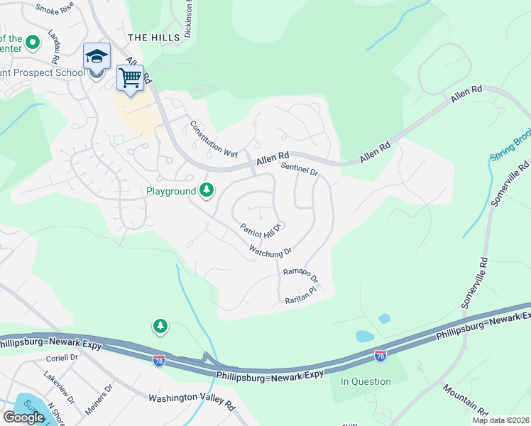 map of restaurants, bars, coffee shops, grocery stores, and more near 12 Hancock Court in Basking Ridge