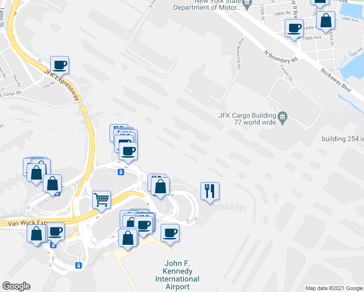 map of restaurants, bars, coffee shops, grocery stores, and more near Washington in Queens