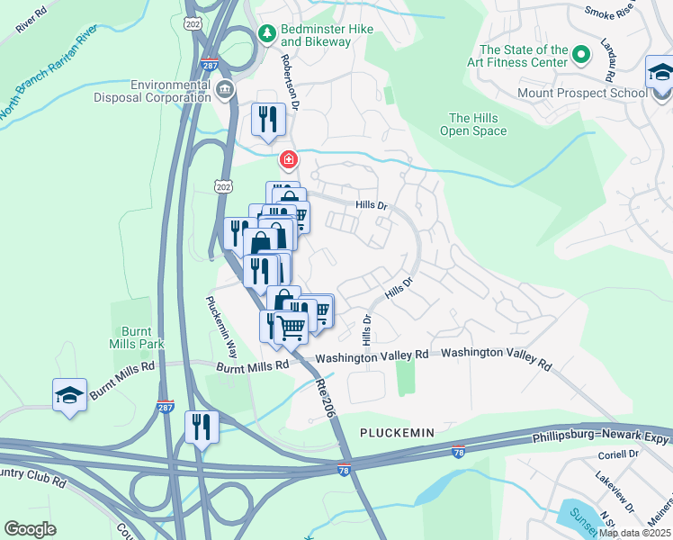 map of restaurants, bars, coffee shops, grocery stores, and more near 56 Sage Court in Bedminster