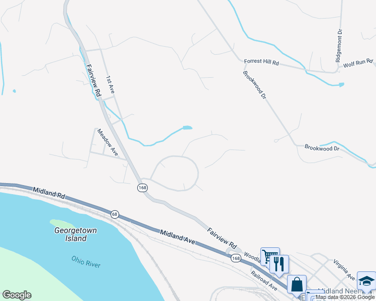 map of restaurants, bars, coffee shops, grocery stores, and more near 2 Midcrest Homes in Midland