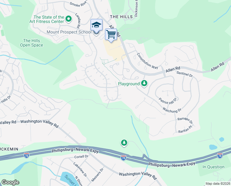 map of restaurants, bars, coffee shops, grocery stores, and more near 1 Honeyman Road in Bernards