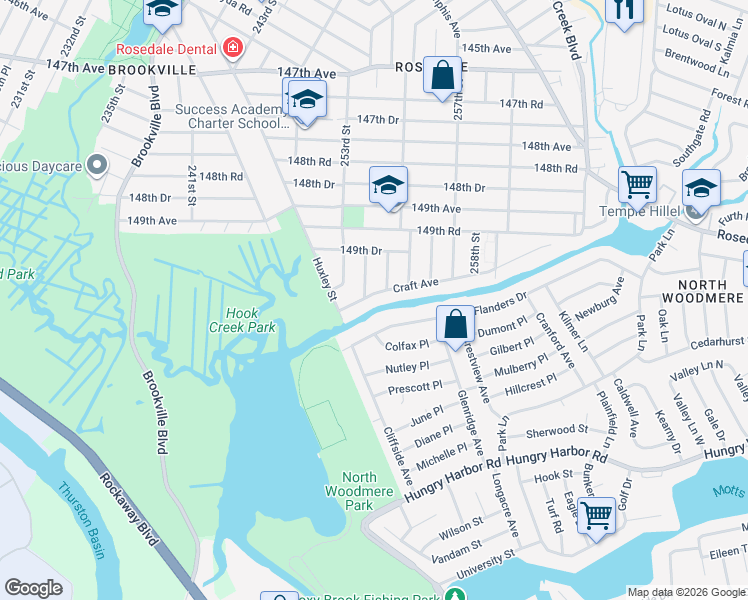 map of restaurants, bars, coffee shops, grocery stores, and more near 254-6 Craft Avenue in Queens