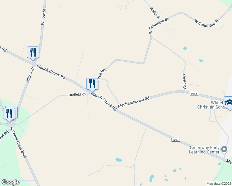 map of restaurants, bars, coffee shops, grocery stores, and more near 2949 Victoria Lane in Allentown