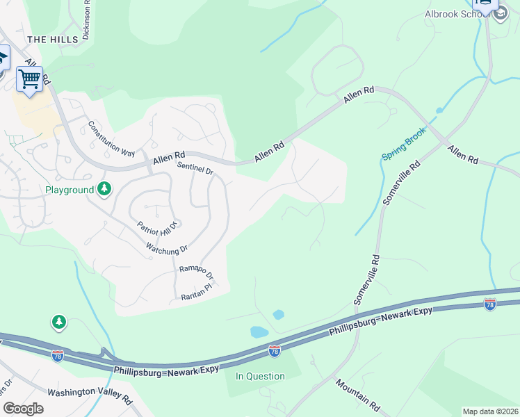 map of restaurants, bars, coffee shops, grocery stores, and more near 26 Talmadge Lane in Bernards