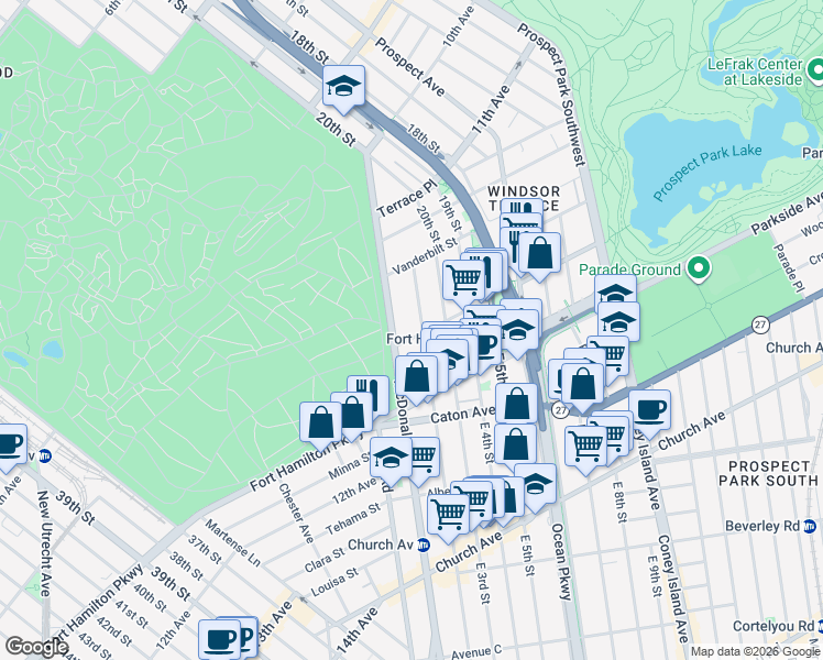 map of restaurants, bars, coffee shops, grocery stores, and more near 123 Greenwood Avenue in Brooklyn